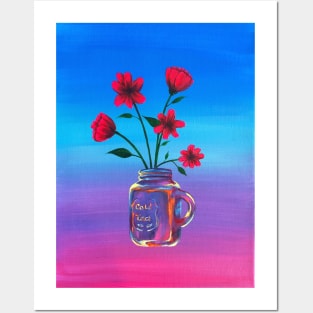 Mason jar flowers Posters and Art